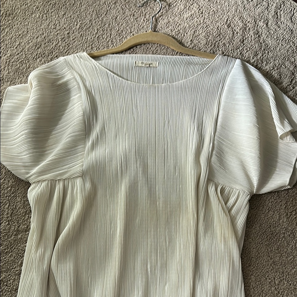 Madewell Cream Puff Sleeve Blouse with Pleated Details